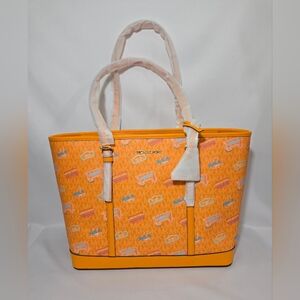 Michael Kors Jet Set Travel Pop Orange LG TZ Shoulder Tote Purse
